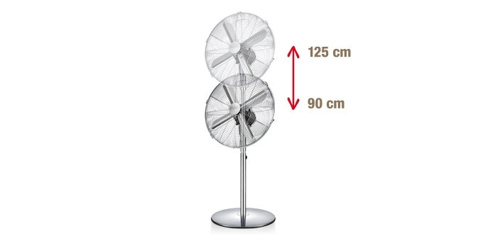Standventilator Stand Ventilator Retro 44 cm Edelstahl Chrom Windmaschine Venti schwenkbar
