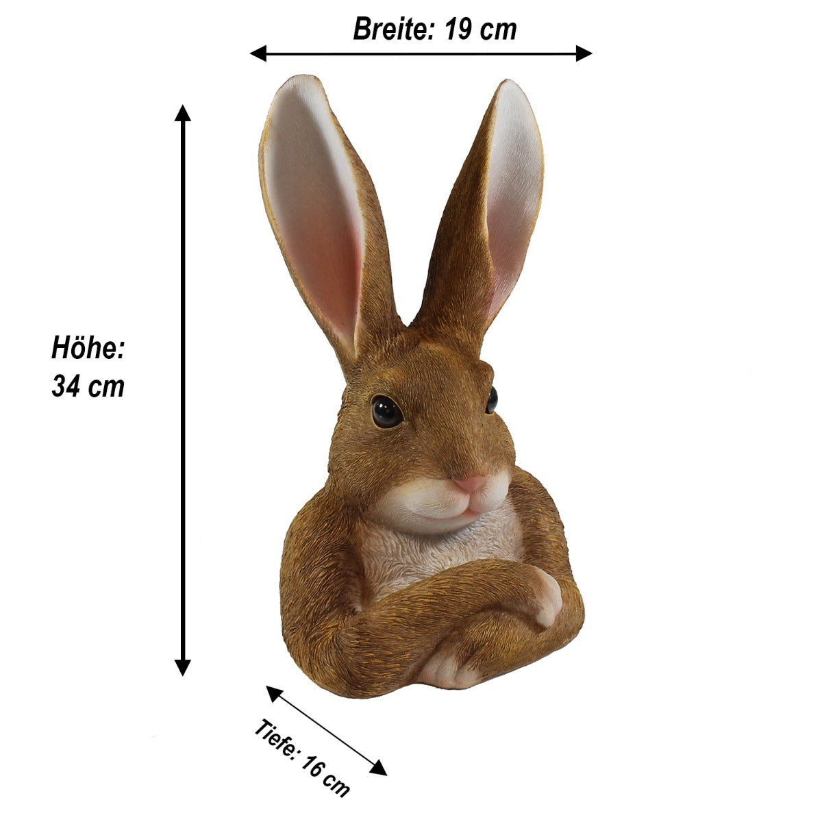 Osterhasen Büste Hasen Figur Hase "Theo abwartend" große Osterhasen Deko