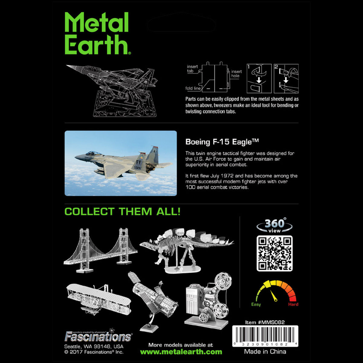 Metal Earth Metallbausätze MMS082 F-15 Eagle Flugzeug Metall Modell