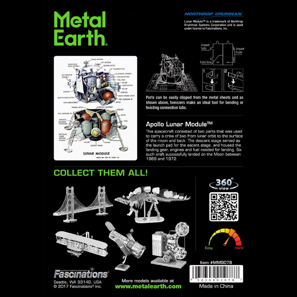 Metal Earth Metallbausätze MMS078 Apollo Lunar Module Metall Modell