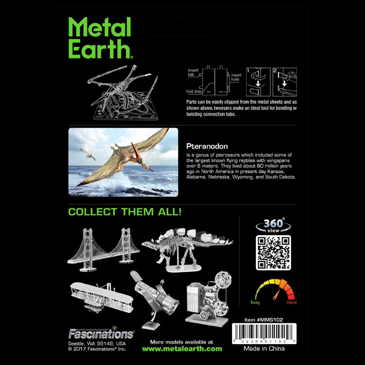 Metal Earth Metallbausätze MMS102 Pteranodon Flugsaurier Dinosaurier Metall Modell