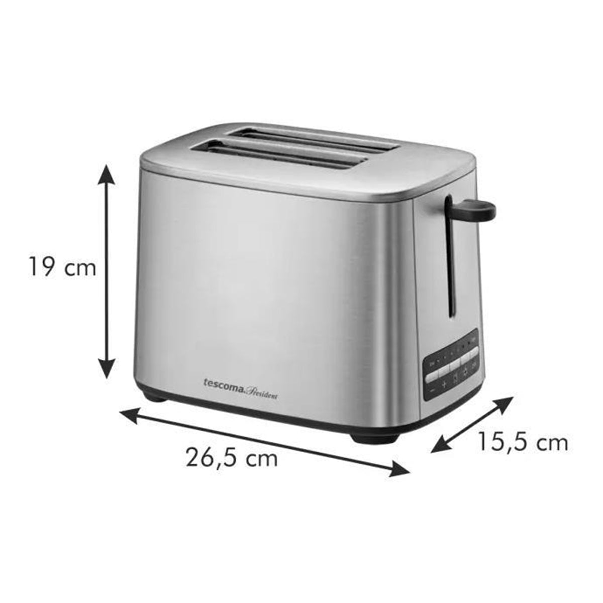 Edelstahl Toaster 2 Scheiben Toastautomat Krümelschublade 6 Bräunugsstufen Tescoma President