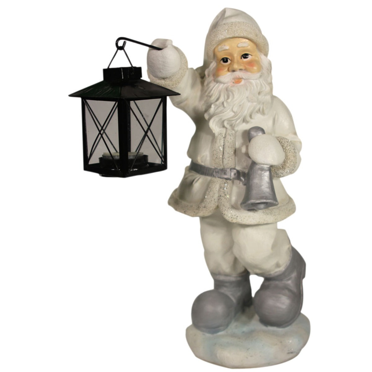 Weihnachtsmann Figur mit Teelichthalterung weiß silber Weihnachts Dekoration