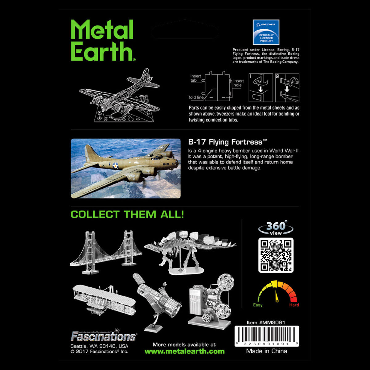 Metal Earth Metallbausätze MMS091 B-17 Flying Fortress Metall Modell