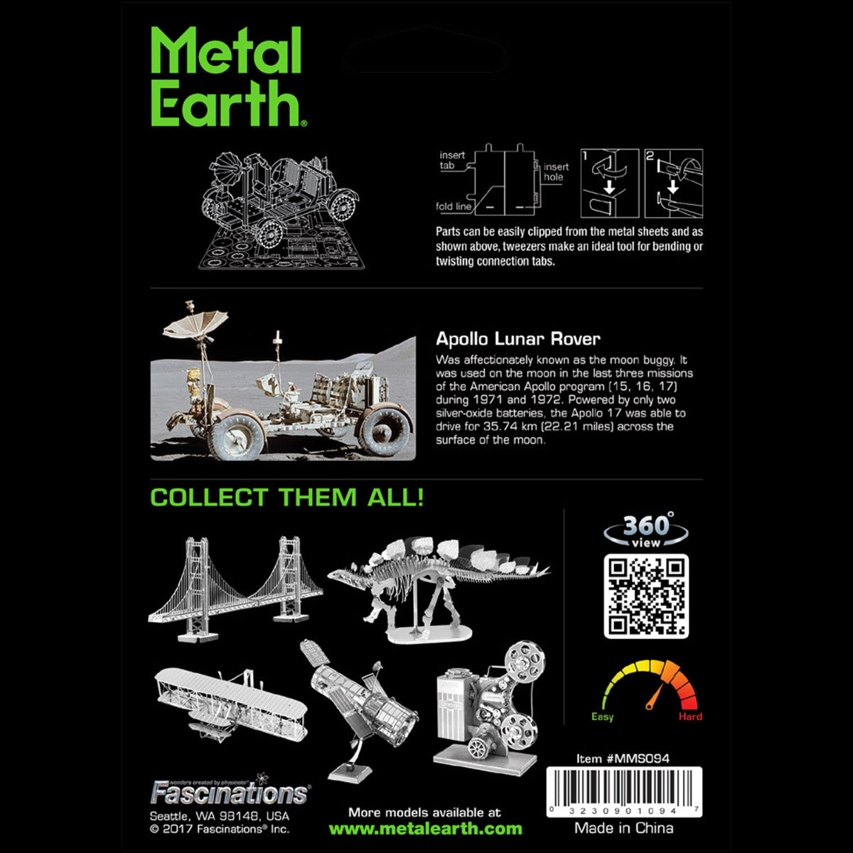 Metal Earth Metallbausätze MMS094 Apollo Lunar Rover Metall Modell