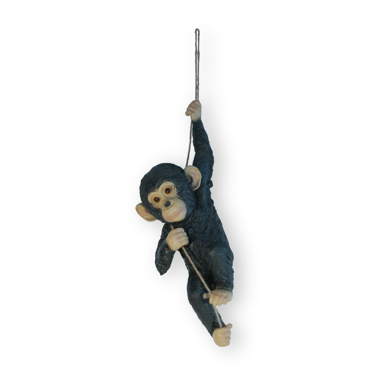 Affe Figur Deko Figur Affe am Seil Hängender Affe Gartenfigur Schimpanse Figur