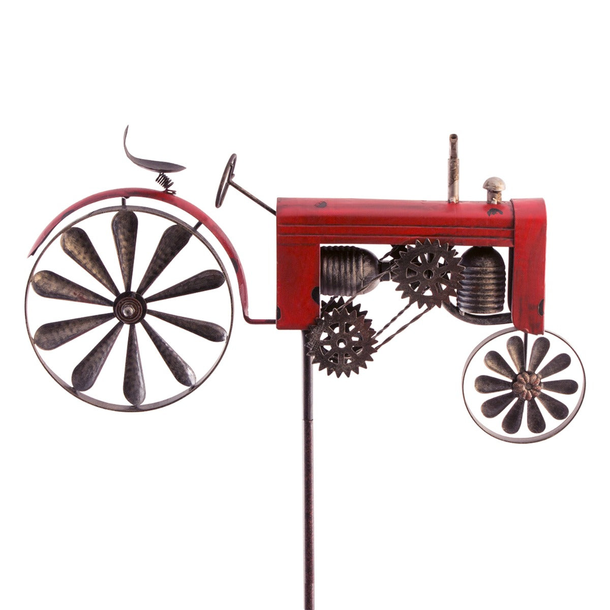 Windspiel Metall Traktor Metallwindrad Trecker rot Garten Dekoration