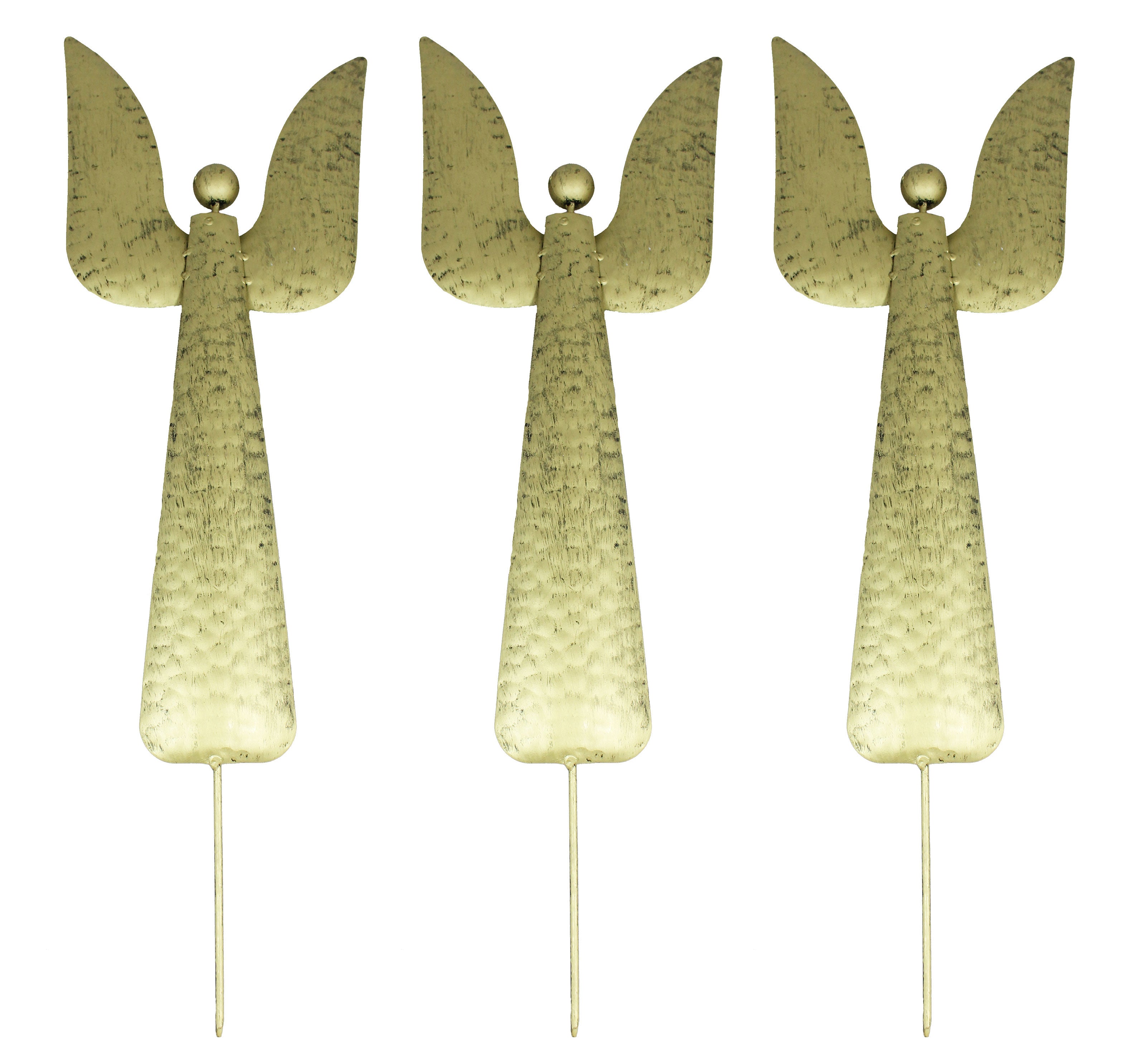 Gartenstecker 3er Set Weihnachtsengel Engel aus Metall Höhe 64 cm Farbe Gold Beetstecker Metallfigur Dekofigur