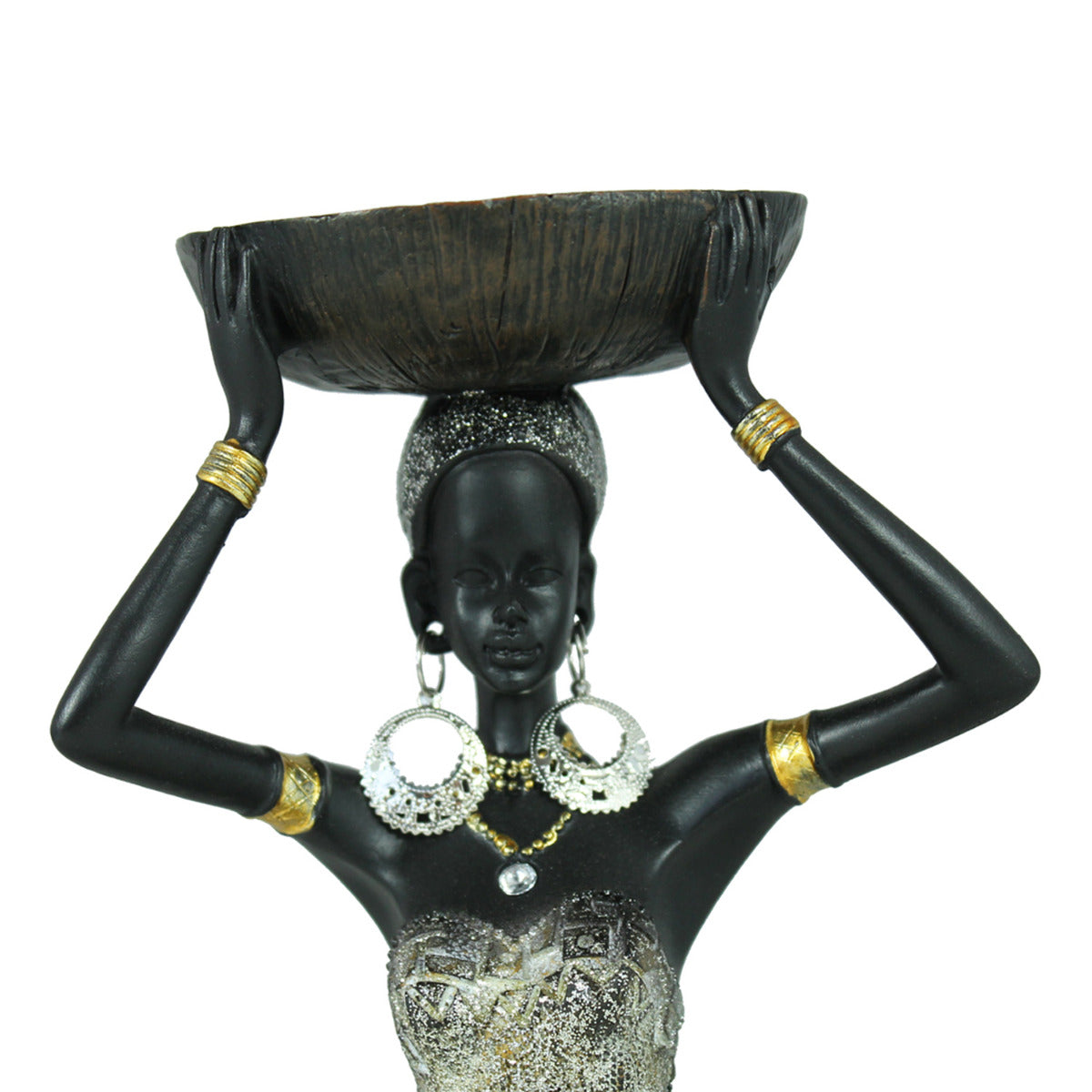 Afrika Deko Figur Frau mit einer Schale auf dem Kopf Afrikanische Dekofiguren