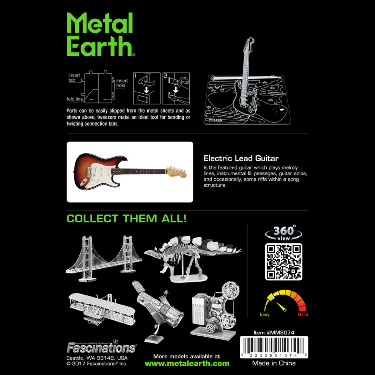 Metal Earth Metallbausätze MMS074 Electric Lead Guitar Elektrische Lead Gitarre Metall Modell