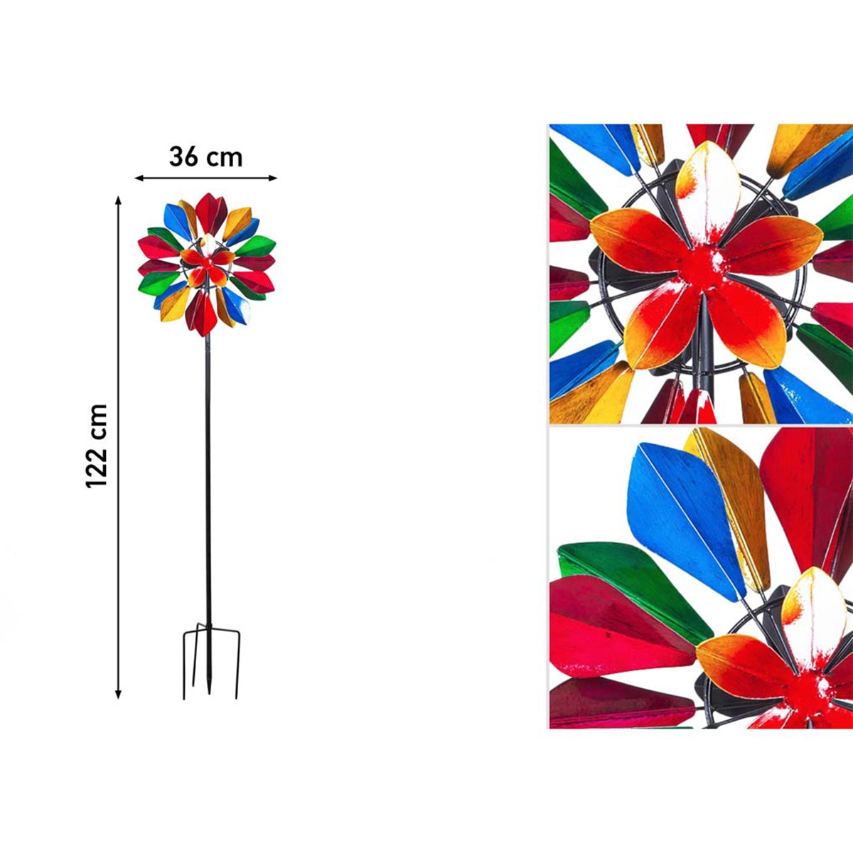 Kinetic Art Metall Windrad Multi-colored Flower Duett Windspiel Doppel Windrad Gartendeko