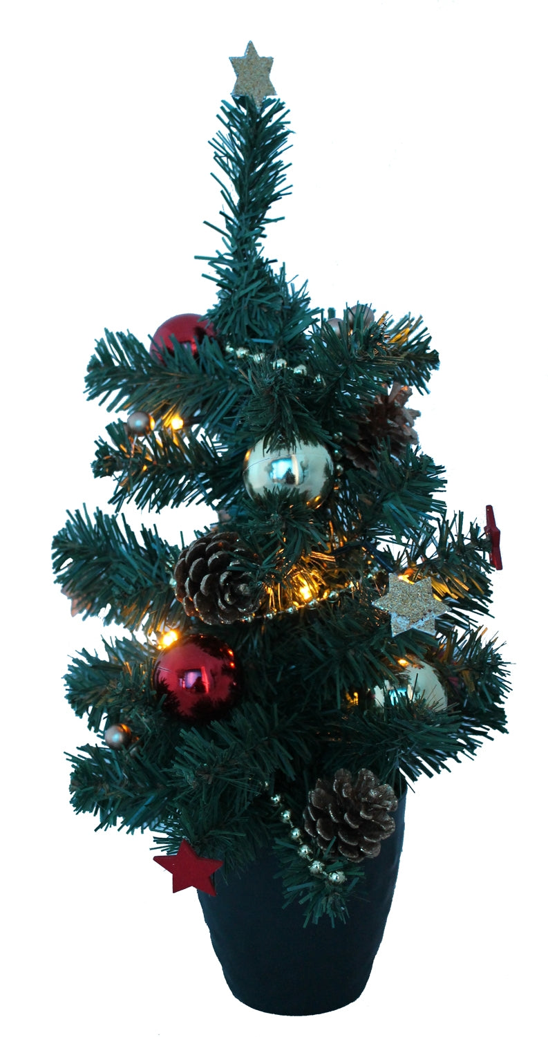 Tannenbaum Weihnachtsbaum im Topf mit 10 LEDs warm-weiss 40 cm Weihnachtsdeko für innen