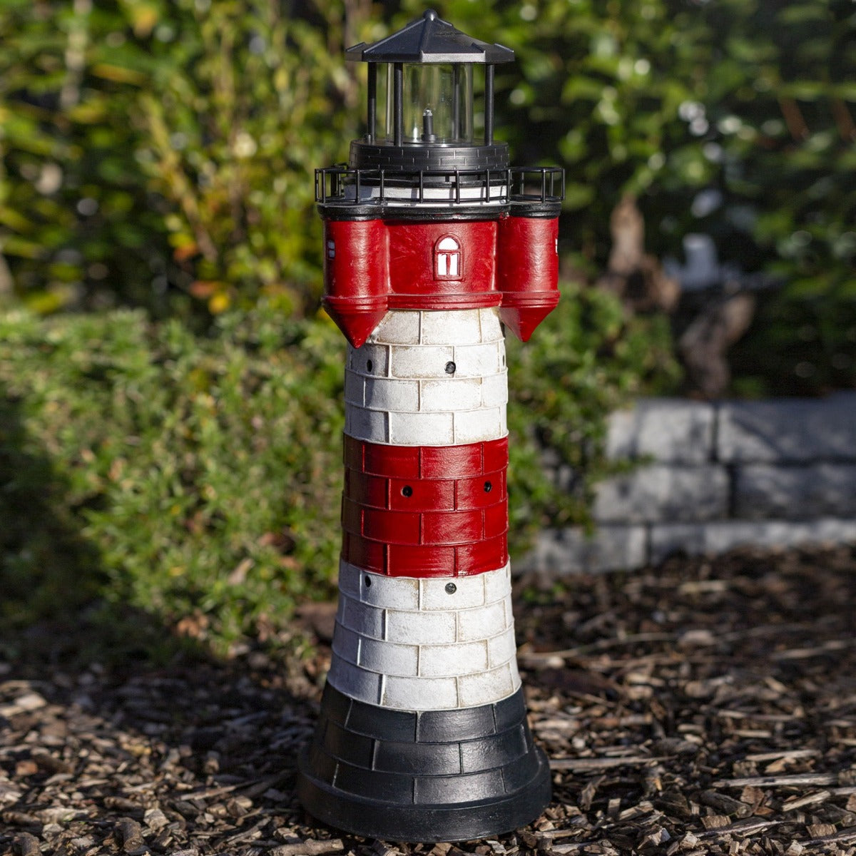 Leuchtturm Roter Sand Solar 50 cm Solarbetrieben Maritime Dekoration LED Beleuchtung