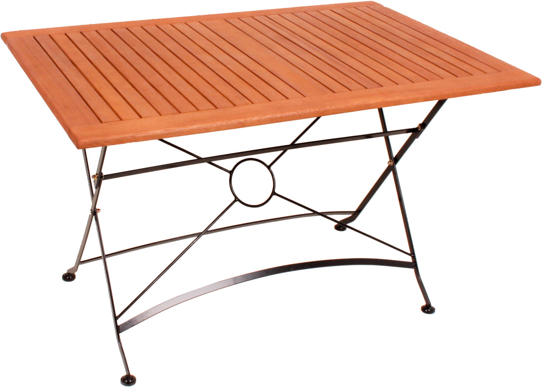Gartentisch WIEN klappbar rechteckig Länge 120 cm Stahlgestell lackiert Holz Eukalyptus FSC 100%