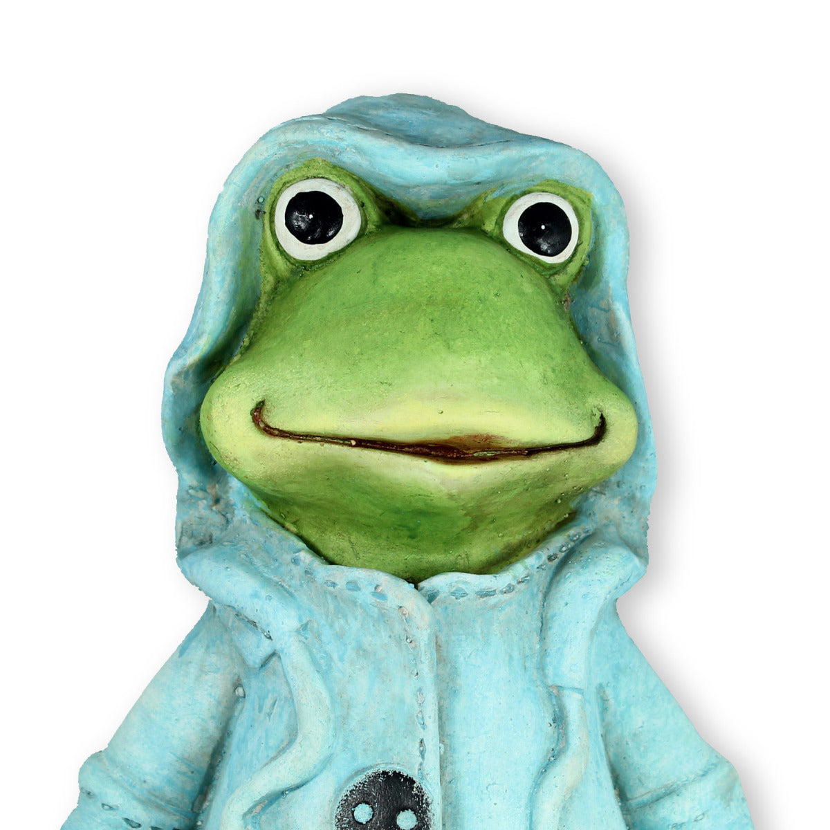 Frosch Dekofigur stehend mit Mantel in blau Gartenfigur Frosch Froschfigur Teichdeko