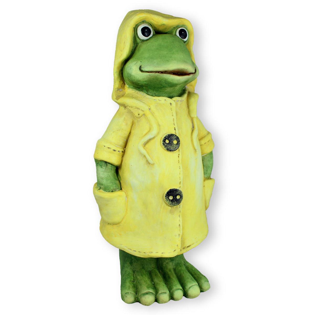 Frosch Dekofigur stehend mit Mantel in gelb Gartenfigur Frosch Froschfigur Teichdeko