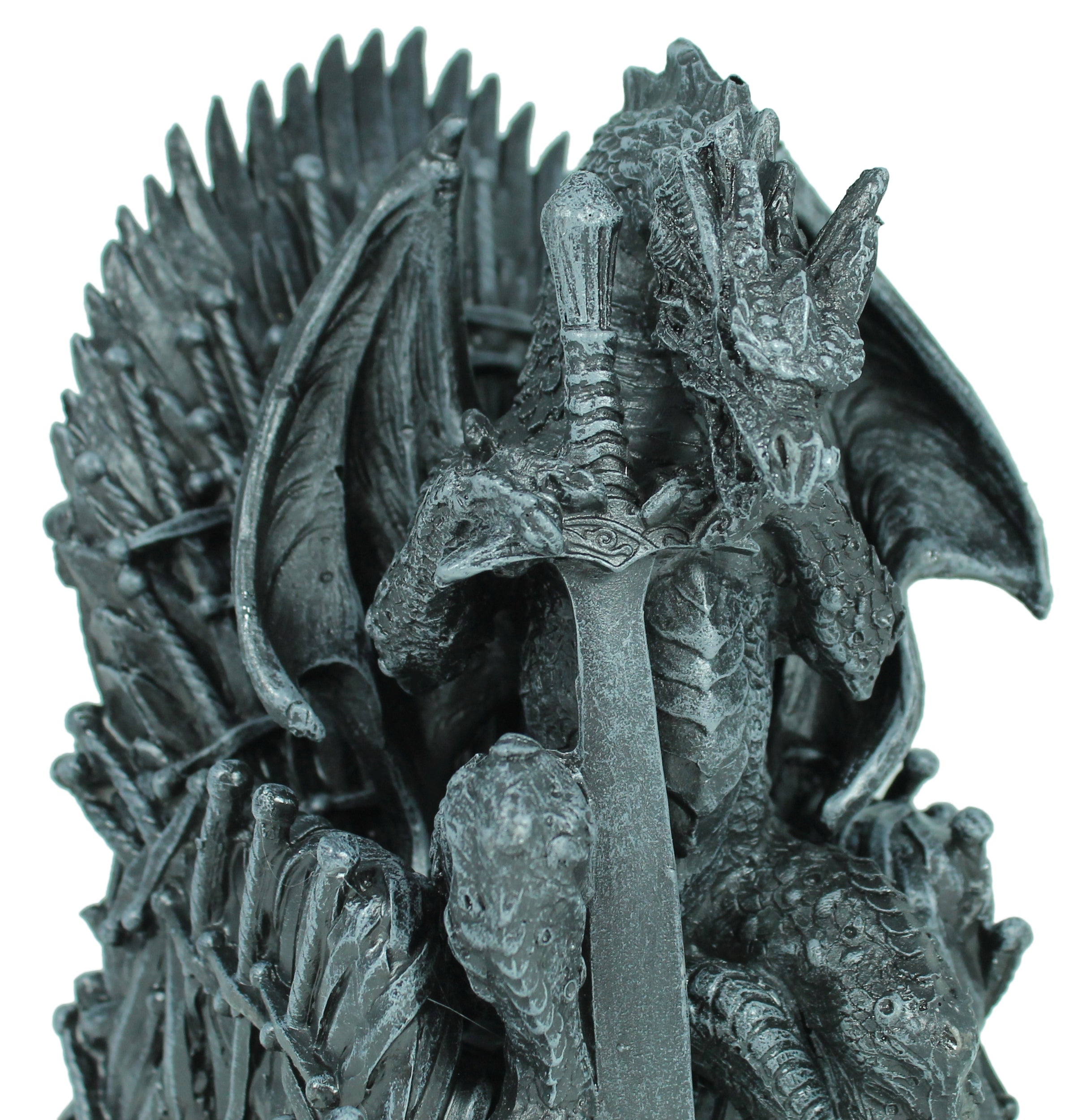 Dekofigur Drachenfigur Drache auf Thron mit Schwert Mystic Gothic Fantasy Figur