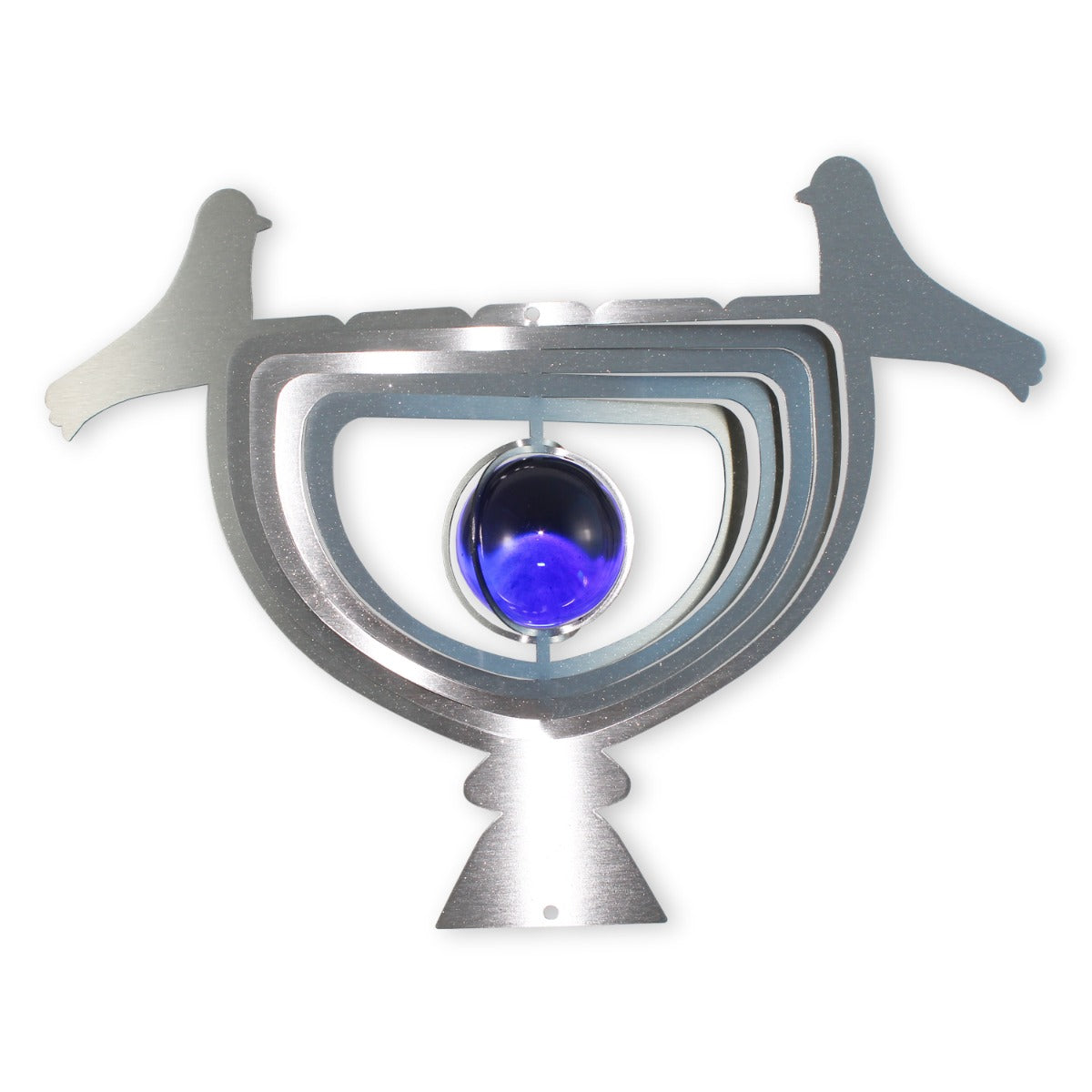 Windspiel Metall 3D Vogel Edelstahl Windspiele hängend mit Glaskugel