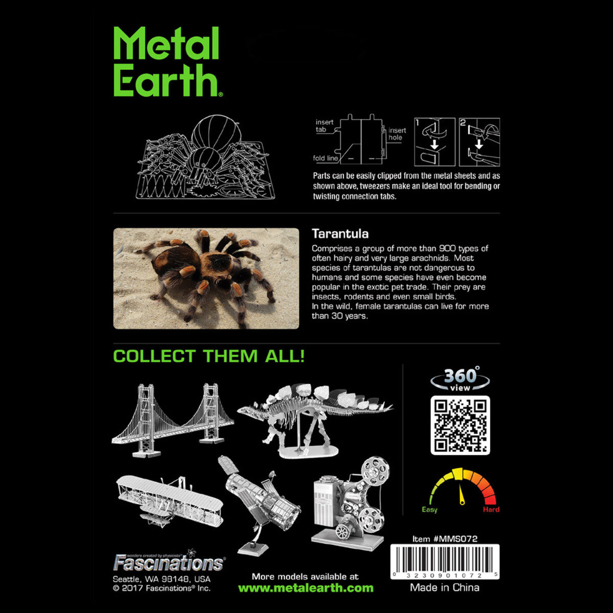 Metal Earth Tarantula Vogelspinne MMS072 3D Figur Metallbausatz