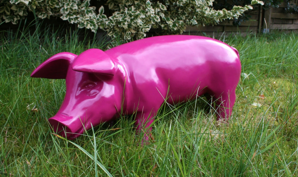 Dekofigur Schwein Ferkel "Brommel" brombeer 60 cm Dekoration Deko Garten