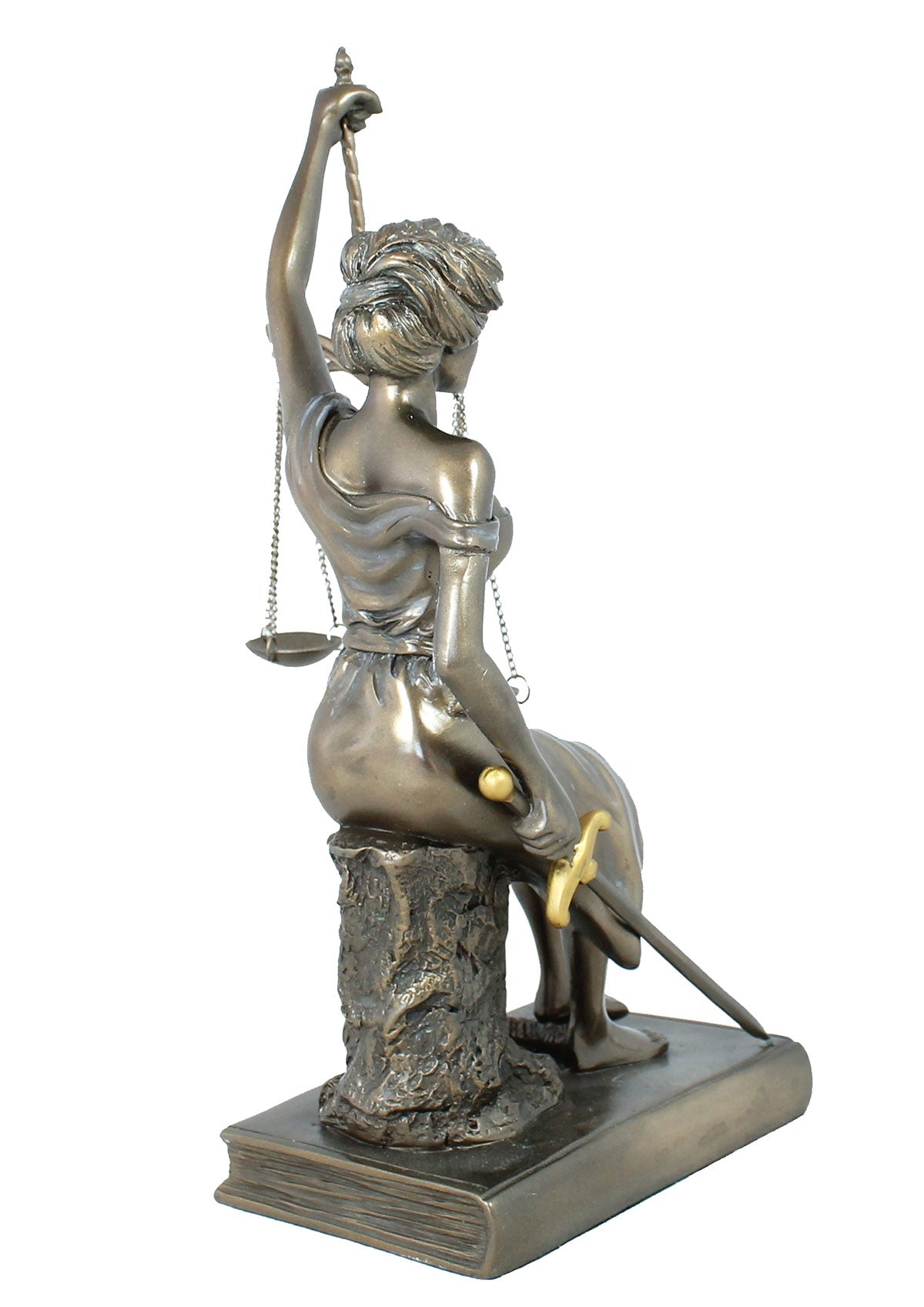 Dekofigur Justitia Göttin der Gerechtigkeit Skulptur Plastik bronziert 29 cm mit Waage Schwert Augenbinde