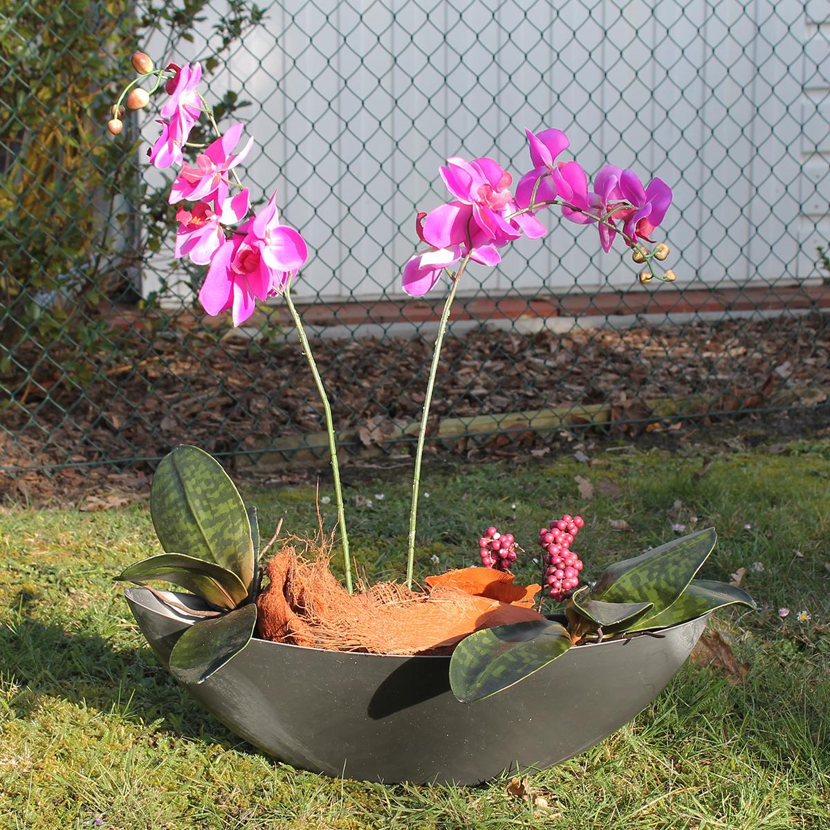 Blumentopf groß Pflanzschale "Boat" XL Blumentopf anthrazit aus recyceltem Kunststoff