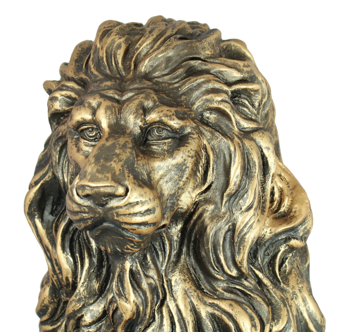 Löwe Figur Gartenfigur Löwe Löwenfigur für den Garten in bronze Optik