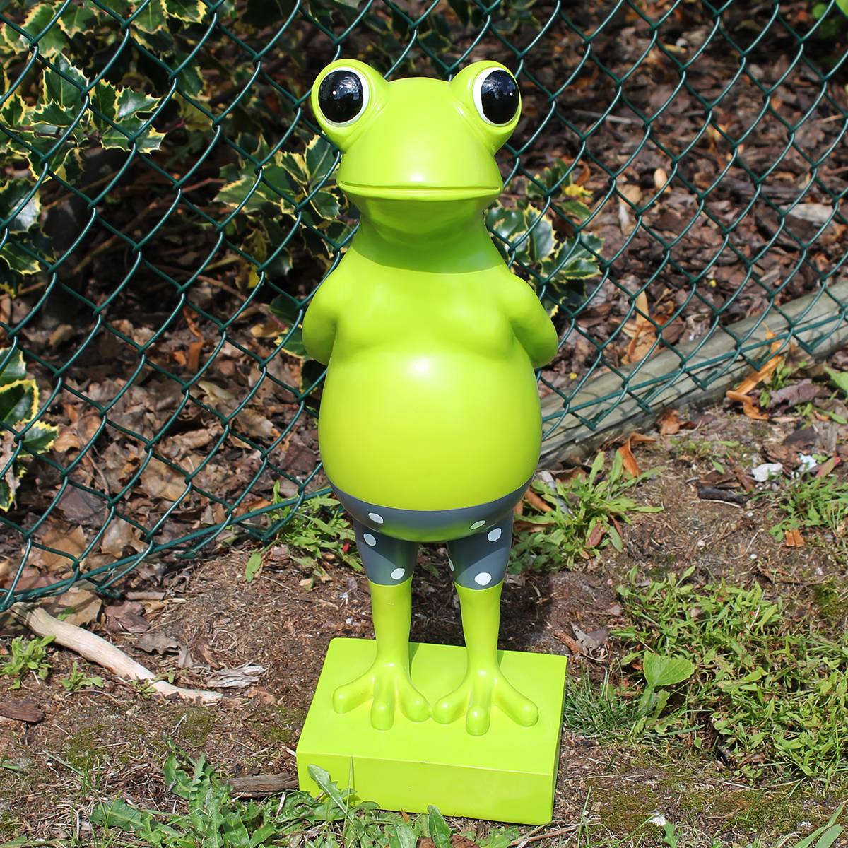 Frosch Dekofigur lustiger Badefrosch 44 cm grün Gartenfigur Frosch Froschfigur Pooldeko