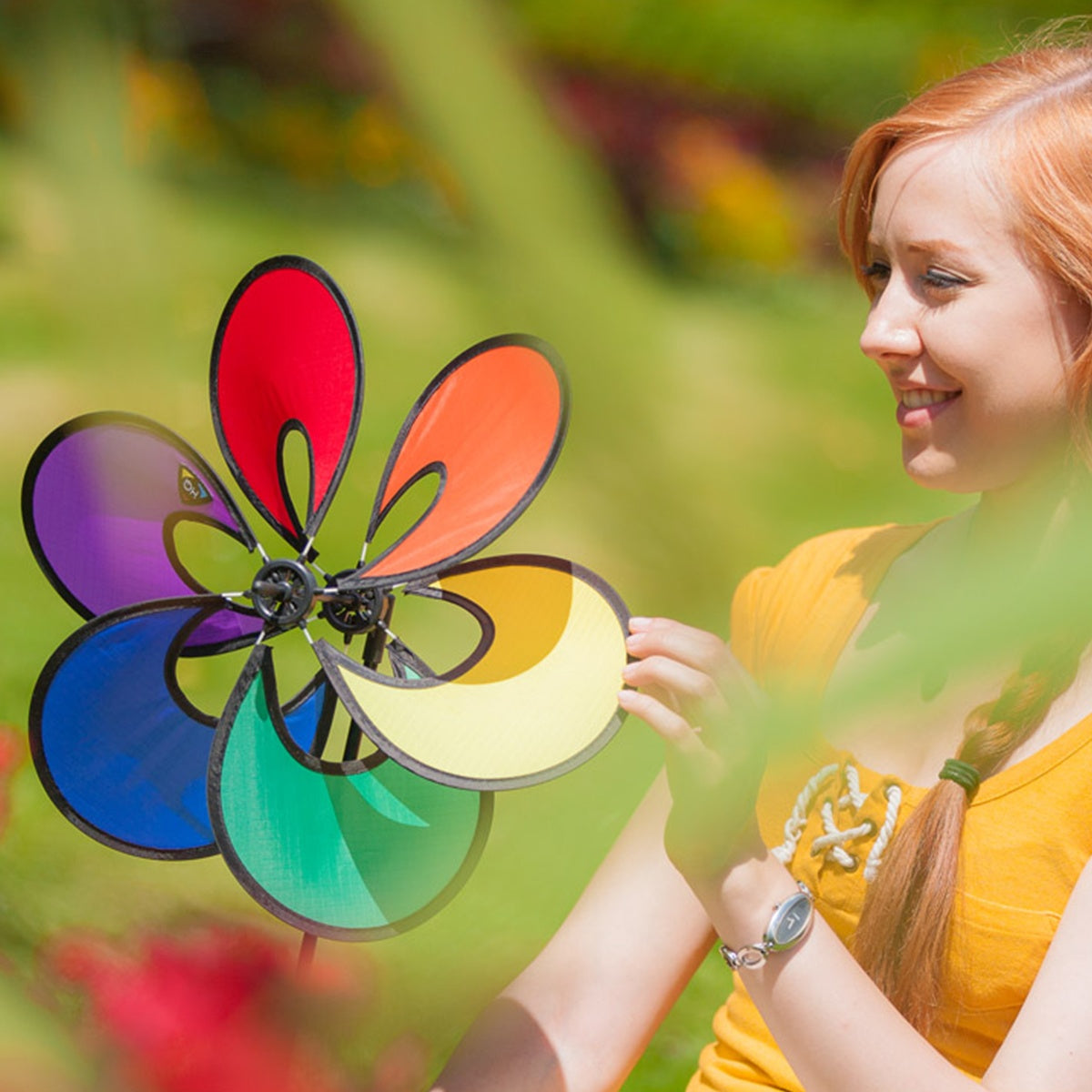 Windrad Windspiel HQ Paradise Flower Rainbow Garten Dekoration