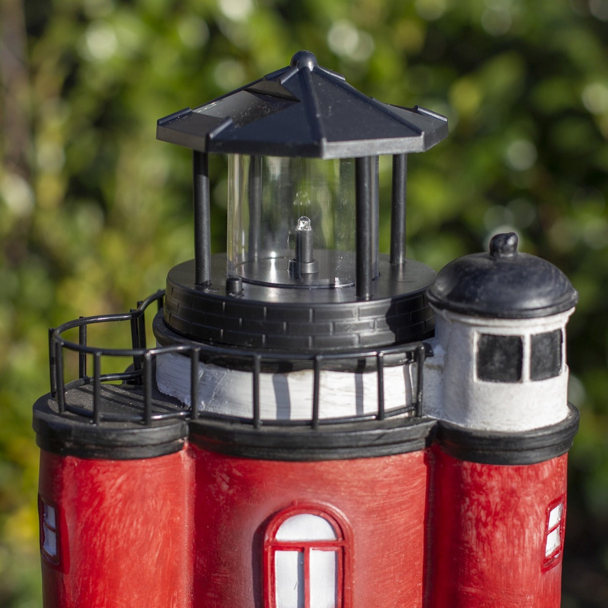 Leuchtturm Roter Sand Solar Leuchtturm 80 cm Maritime Deko LED Beleuchtung blinkend