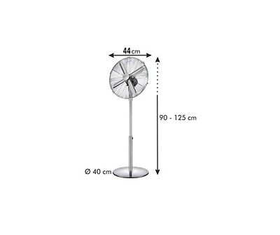 Standventilator Stand Ventilator Retro 44 cm Edelstahl Chrom Windmaschine Venti schwenkbar