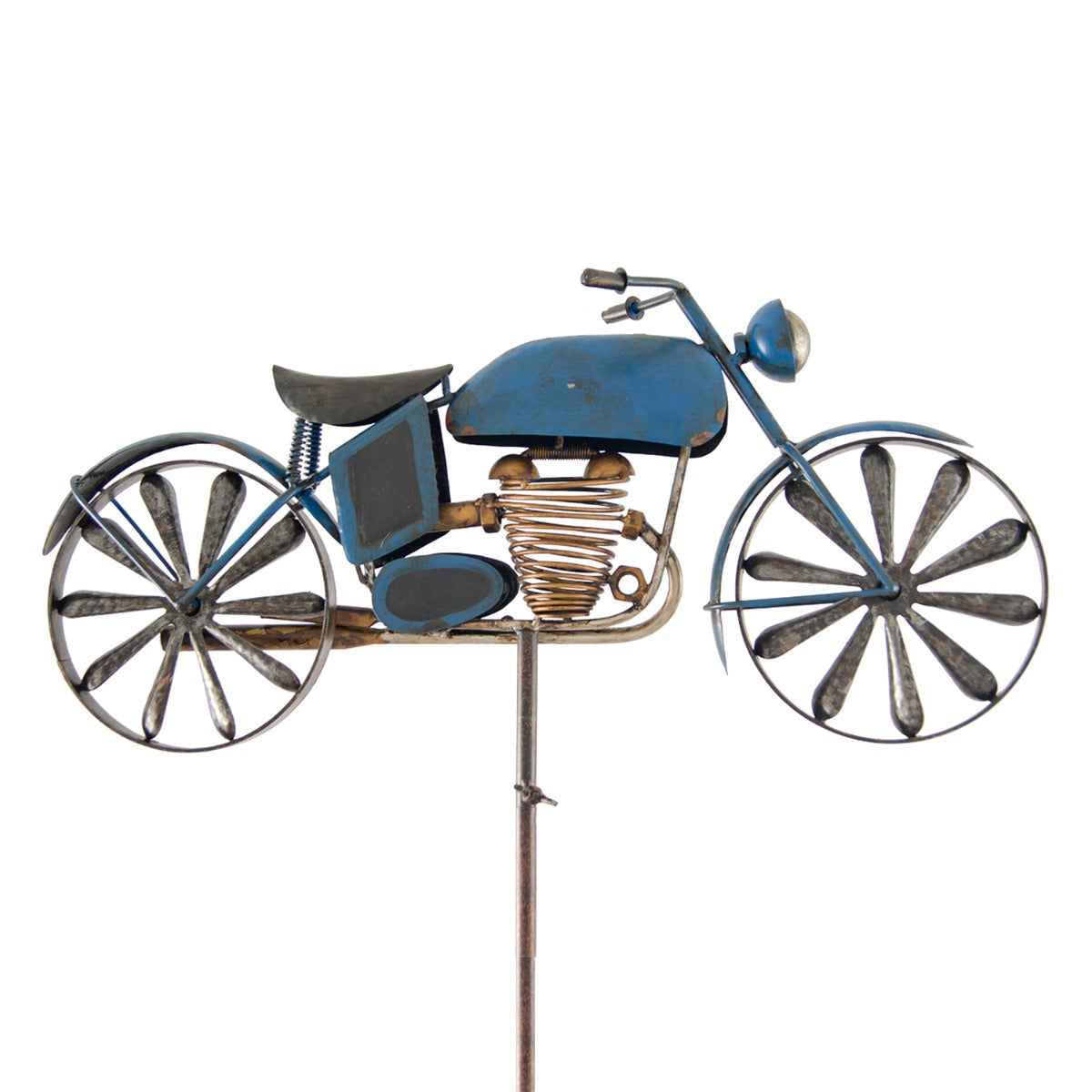 Windspiel Metall Motorrad Metallwindrad Motorcycle blau Garten Dekoration