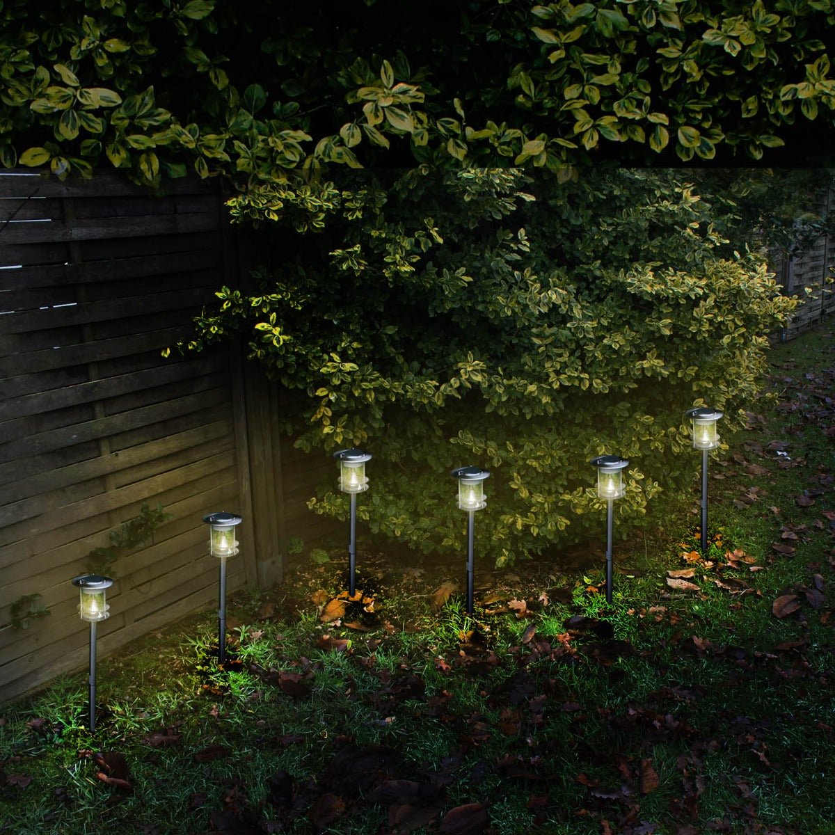 6 Stück Edelstahl Solar Gartenleuchte mit 6 LED Solarlampe Gartenbeleuchtung Sparset