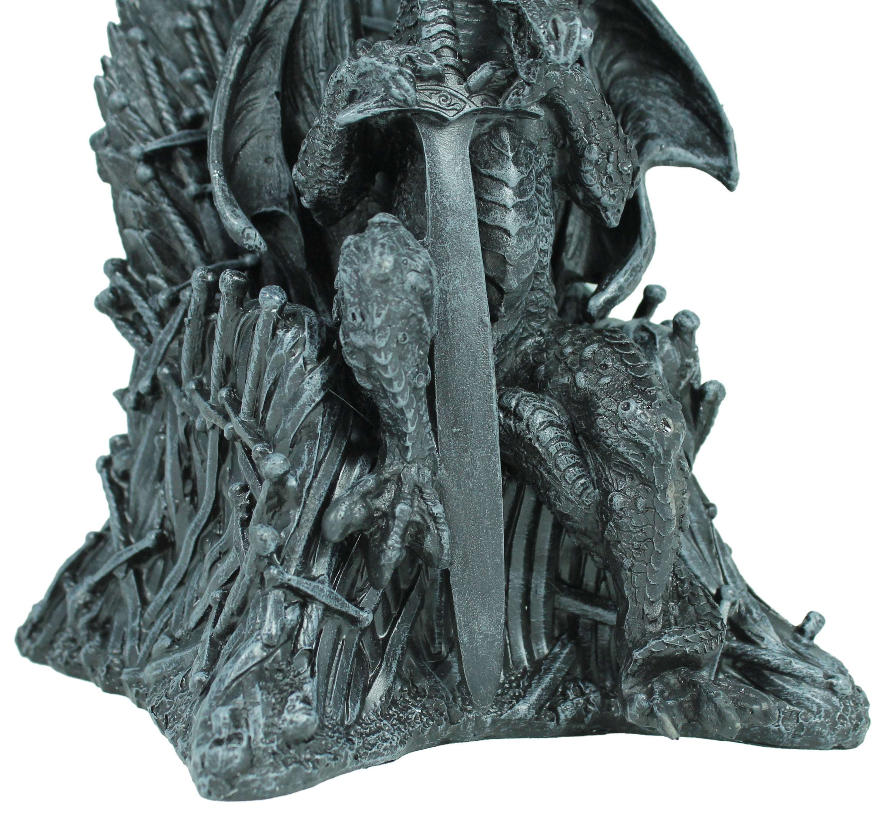 Dekofigur Drachenfigur Drache auf Thron mit Schwert Mystic Gothic Fantasy Figur