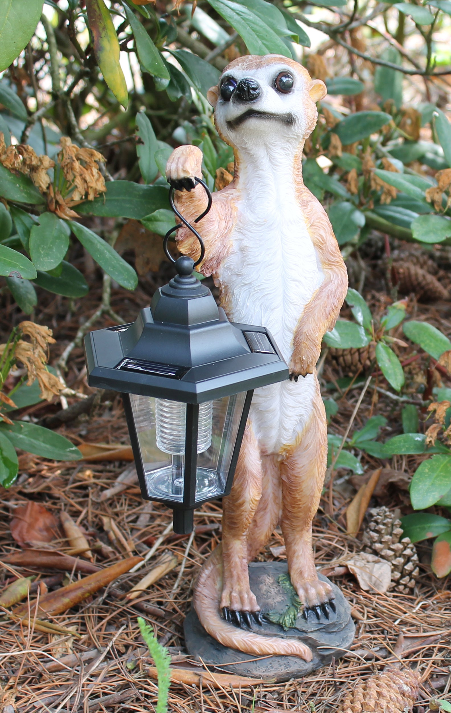 Dekofigur Erdmännchen Henry mit LED Solarlampe Gartendeko Dekoration Garten