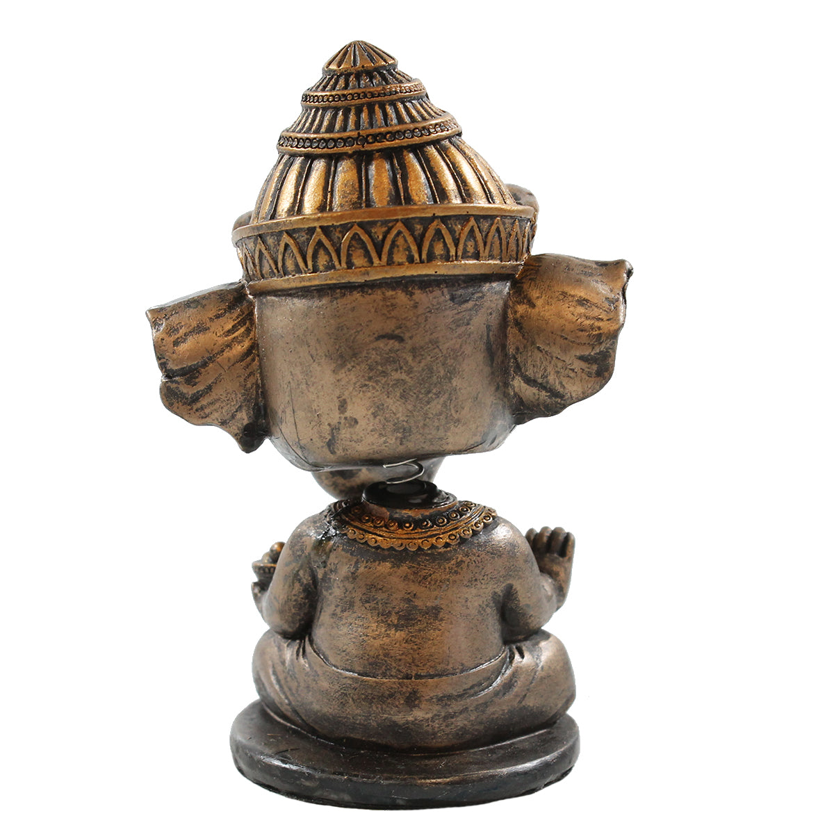 Ganesha Figur mit Wackelkopf hinduistische Dekofigur indische Gottheit bronziert Gott Ganesha
