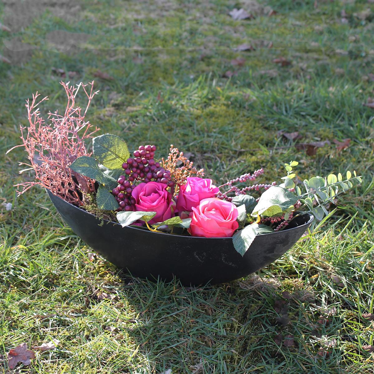 Blumentopf Pflanzschale "Boat" L Blumentopf anthrazit aus recyceltem Kunststoff