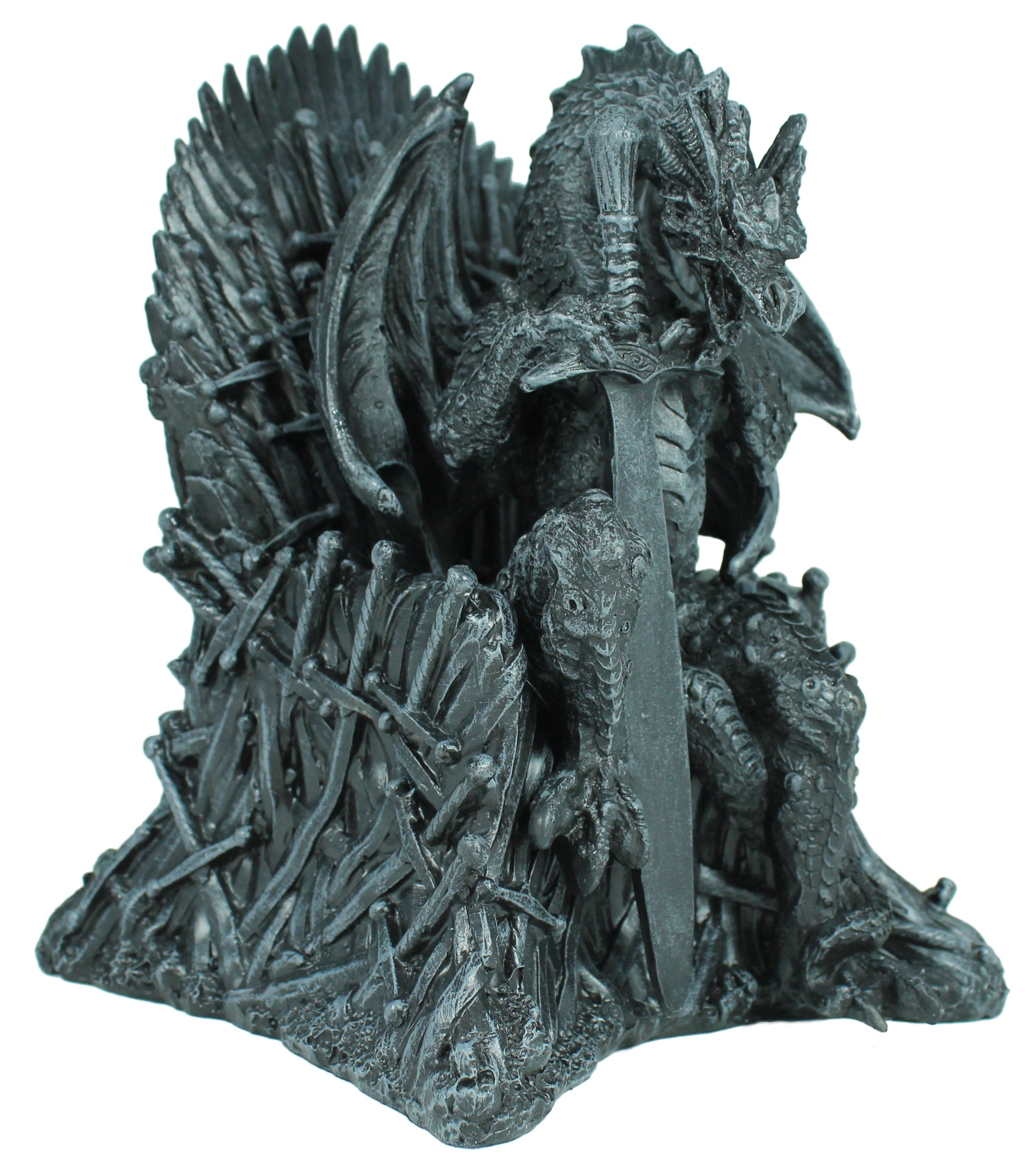 Dekofigur Drachenfigur Drache auf Thron mit Schwert Mystic Gothic Fantasy Figur