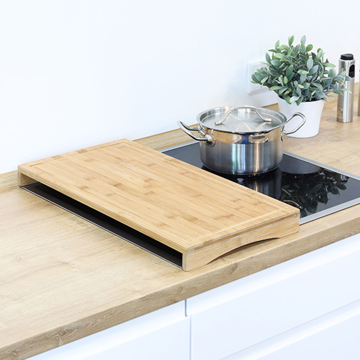 Schneidbrett Abdeckplatte Bambus 54x28cm Erweiterung der Küchen Arbeitsfläche