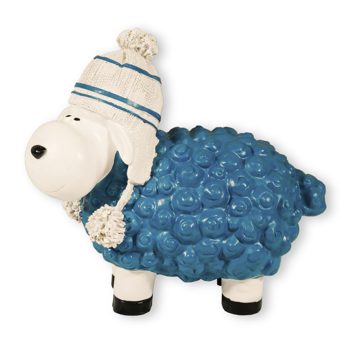 Buntes Deko Schaf blau mit Mütze Gartenfigur Schaf Dekofigur Schaf lustige Schafe