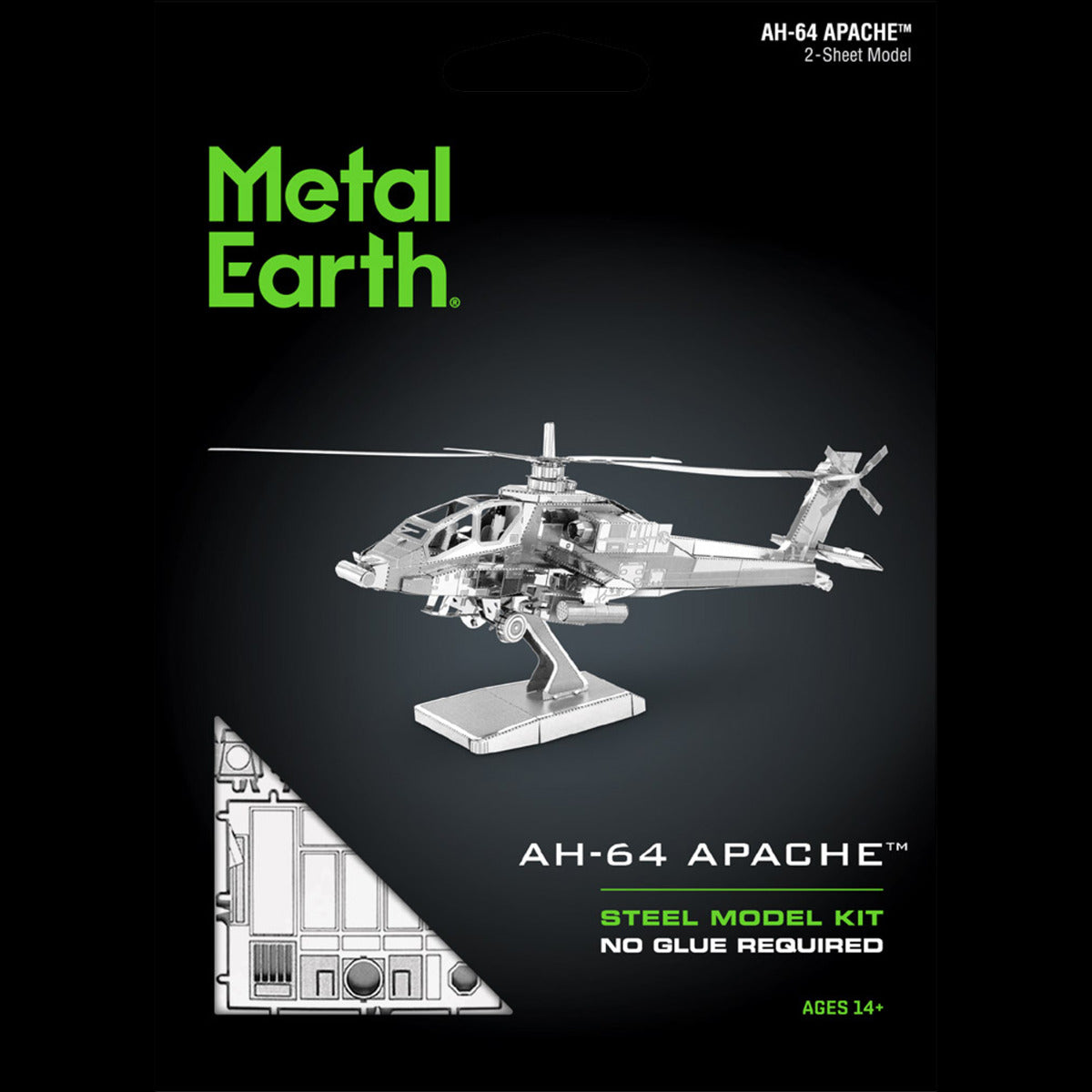 Metal Earth Metallbausätze MMS083 AH-64 Apache Hubschrauber Metall Modell