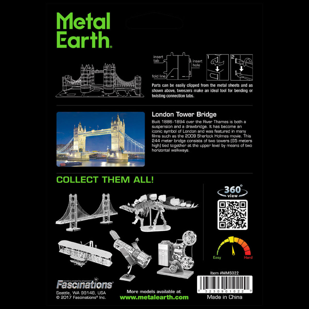 Metal Earth Metallbausätze MMS022 London Tower Bridge Metall Modell