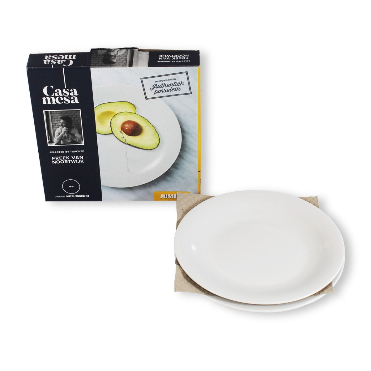 Casa Mesa Teller klein 2er Set Porzellan weiß 21 cm Frühstücksteller