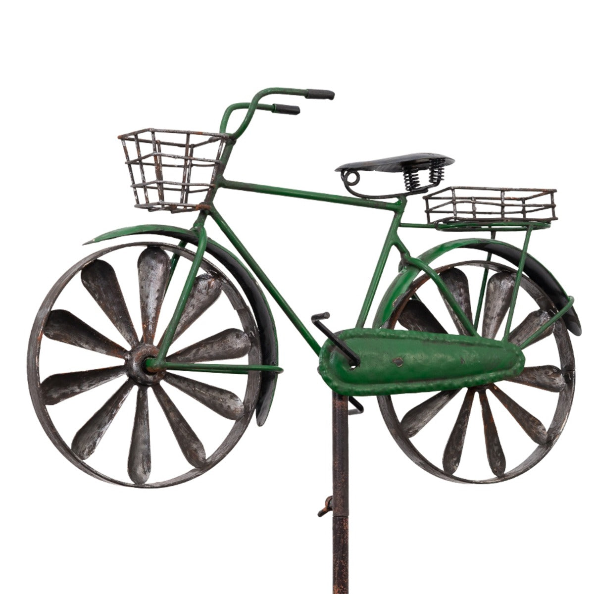 Windspiel Metall Windrad Fahrrad Citybike grün Windräder kugelgelagert