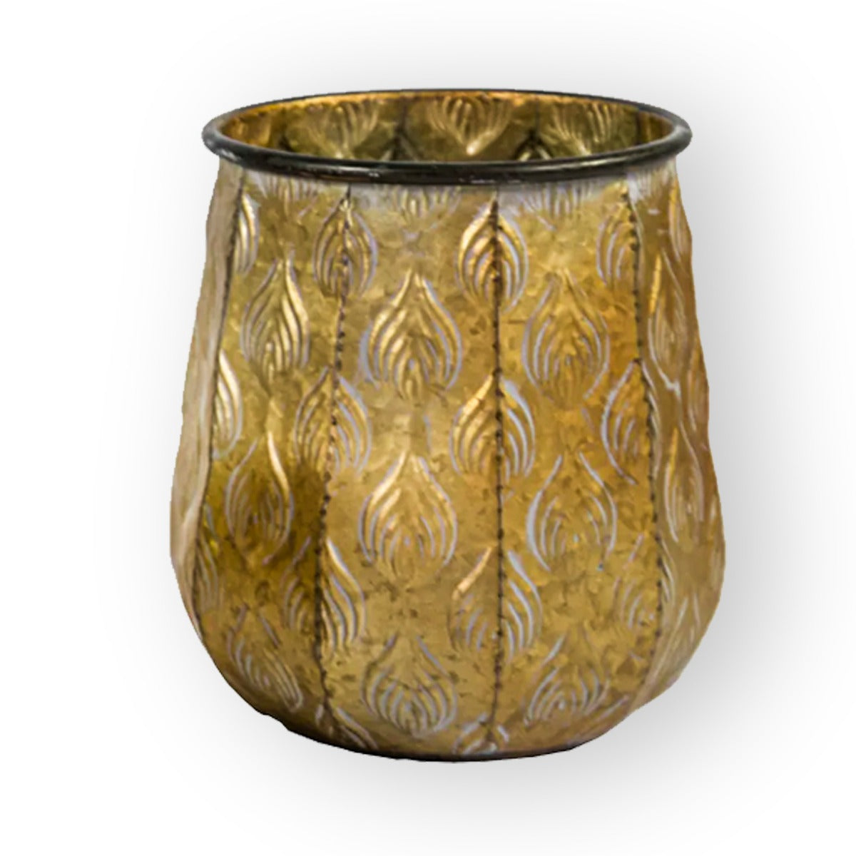 Pflanztopf Pflanzgefäß Zinktopf  Cauldron Gold 3er-Set Rund Blumentopf Metall