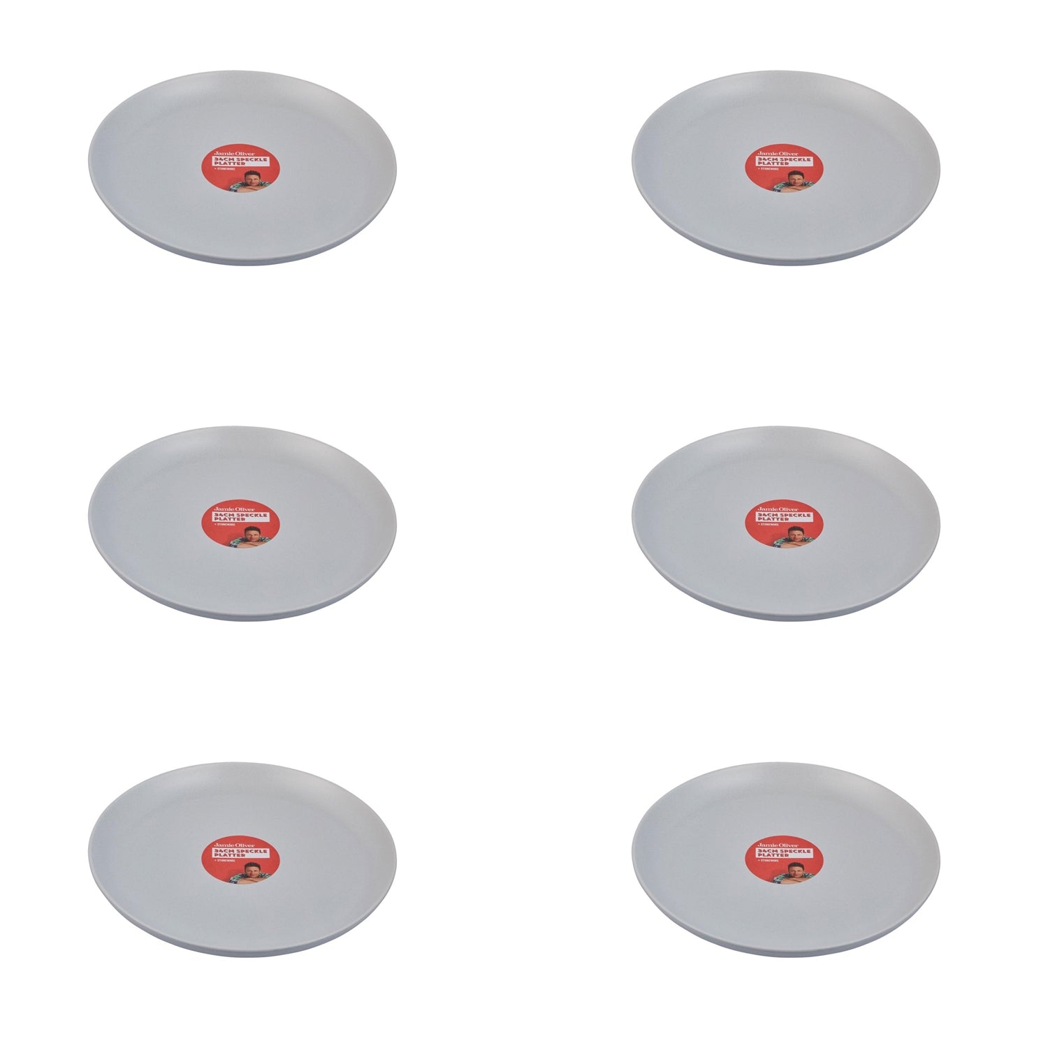 Jamie Oliver Speiseteller 6 Stück Teller Speckle hellgrau 34 cm Essteller Dinner Plates