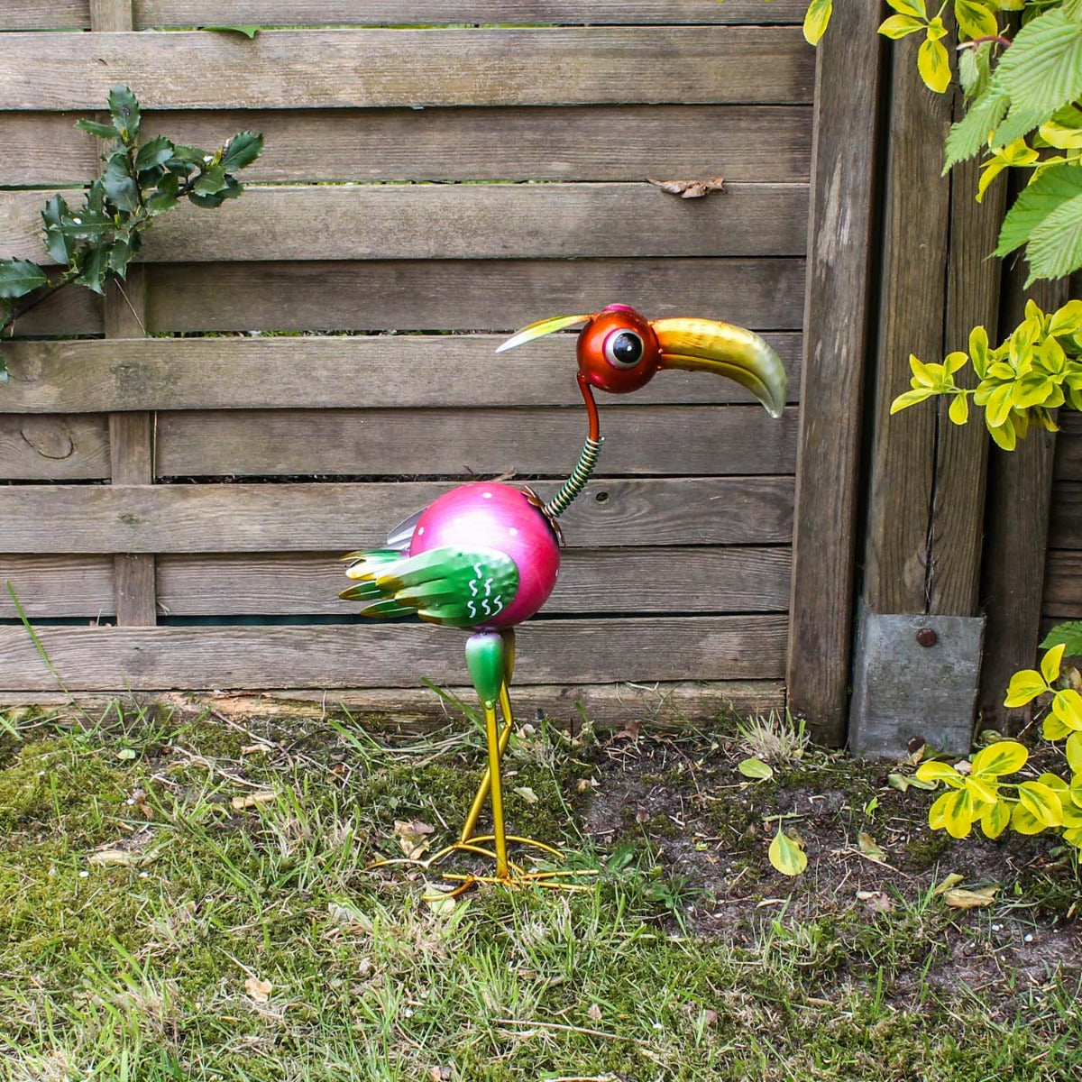 Metallfigur Vogel Figur Gartenfigur exotischer Vogel 50 cm Blechfiguren Garten Dekofigur