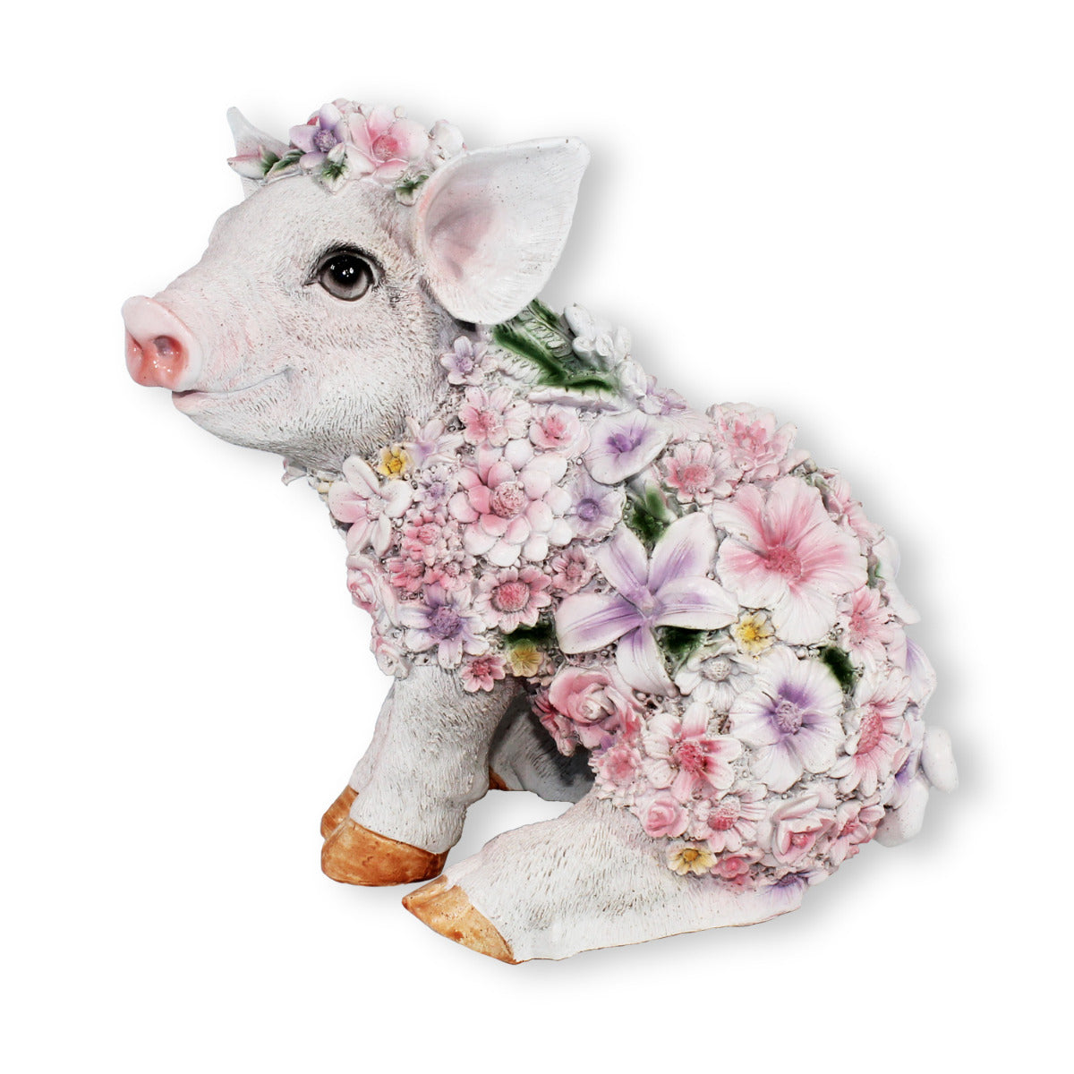 Schweine Figur sitzend Blumenschwein Deko Ferkel sitzend Deko Schwein