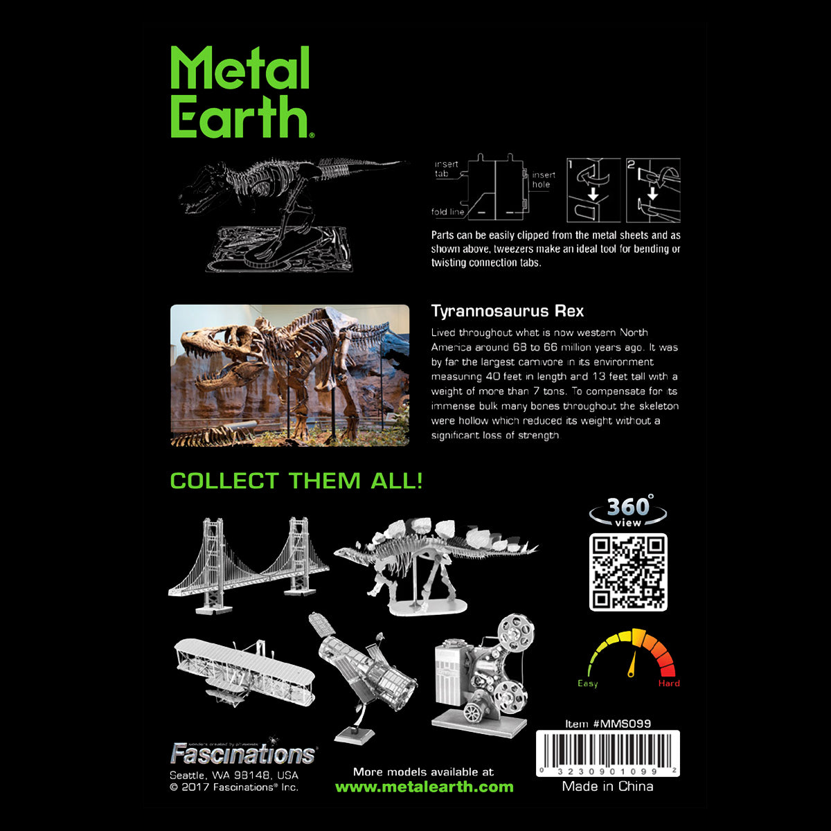 Metal Earth Tyrannosaurus Rex Dinosaurier MMS099 3D Figur Metallbausatz