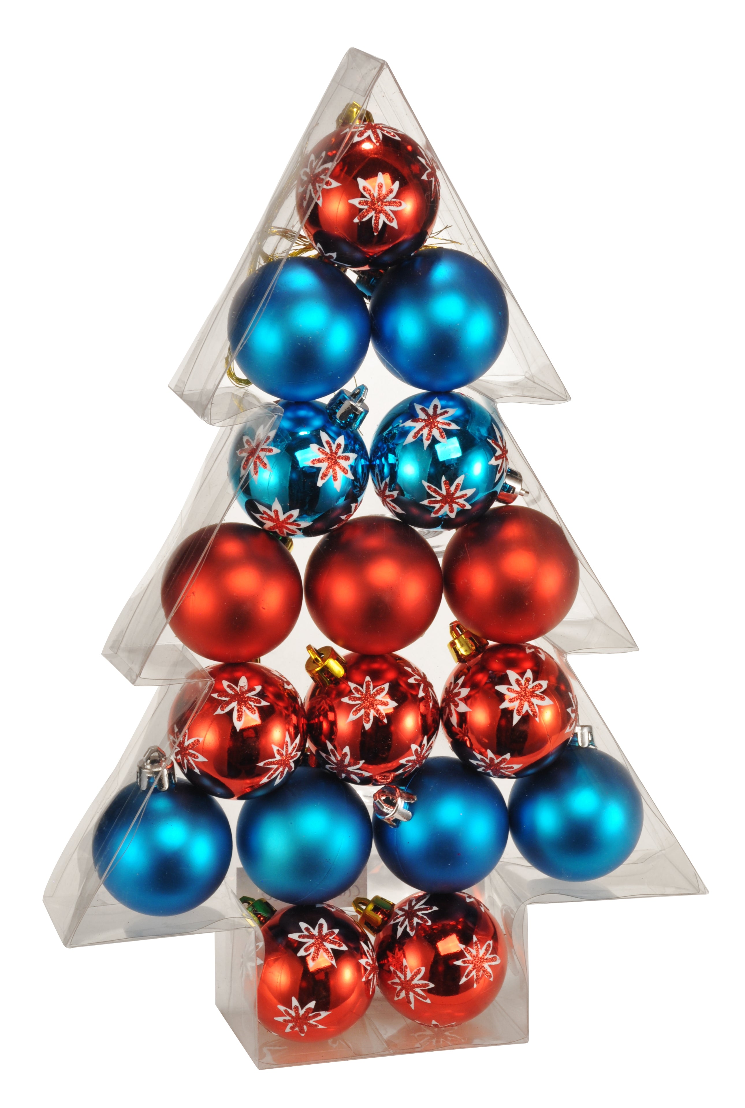 Weihnachtskugeln Christbaumkugeln rot blau Kunststoff 17 Stück Set 5 cm Durchmesser